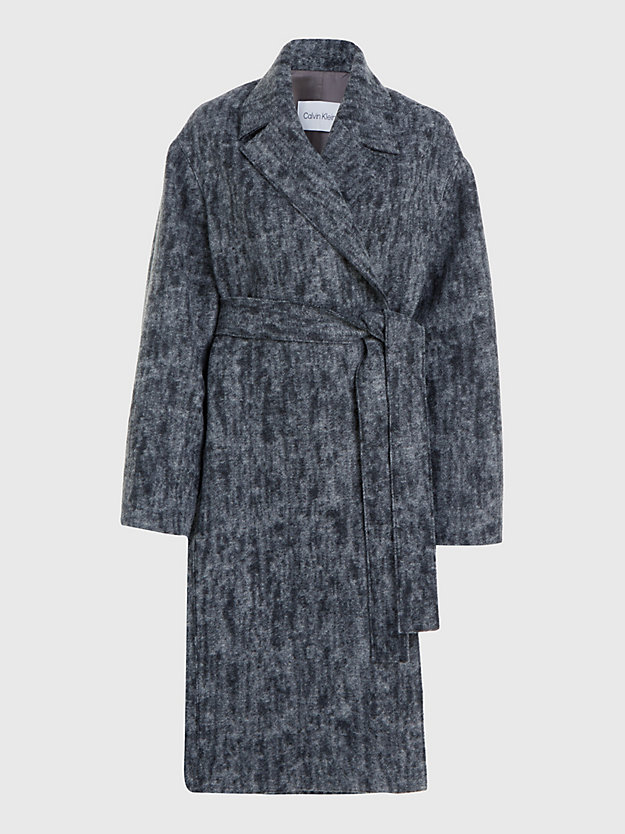 manteau portefeuille relaxed en laine bouillie dark grey heather pour femmes calvin klein