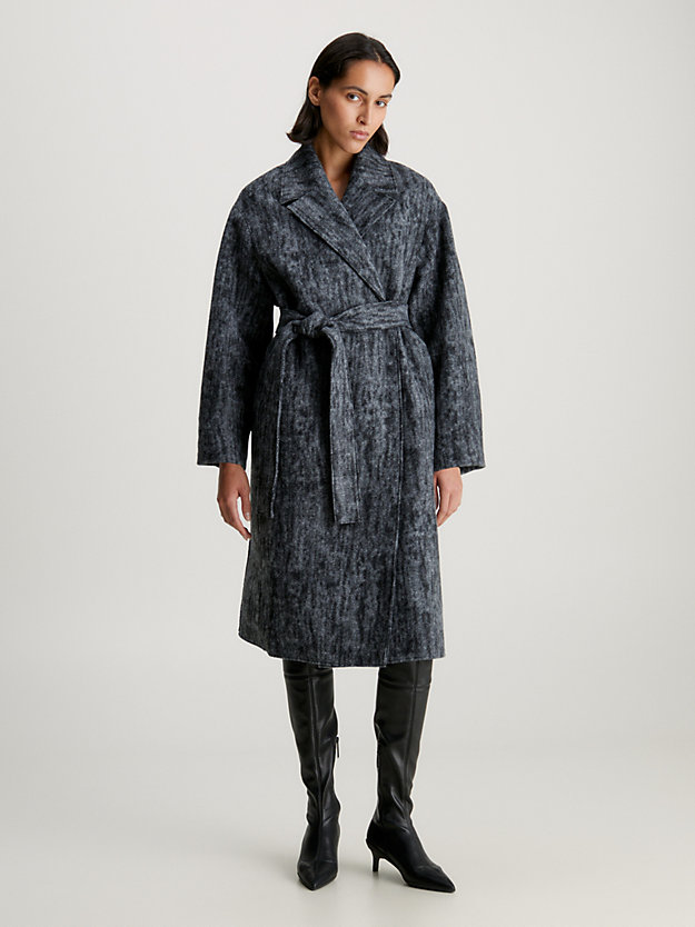 cappotto avvolgente in lana cotta taglio relaxed dark grey heather da donna calvin klein