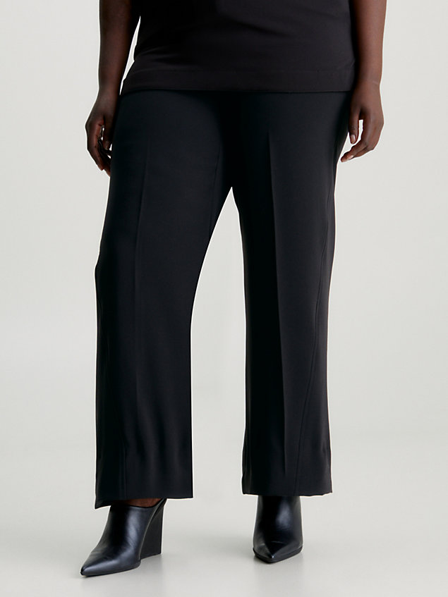 pantalon à jambes larges en sergé structuré black pour femmes calvin klein