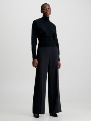 Structured Twill Wide Leg Trousers Calvin Klein®