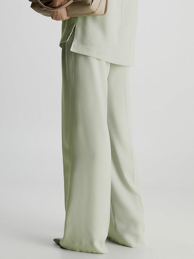 desert sage usztywnione twillowe spodnie z szerokimi nogawkami dla kobiety - calvin klein