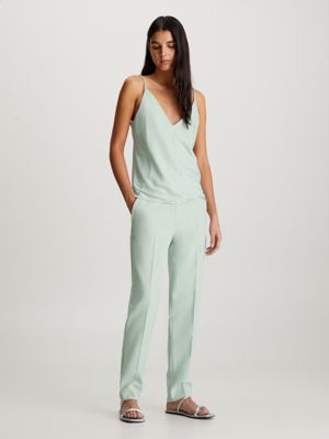 morning frost slim tapered ankle trousers for women calvin klein