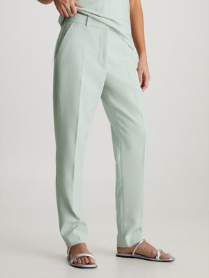 grey slim tapered ankle trousers for women calvin klein