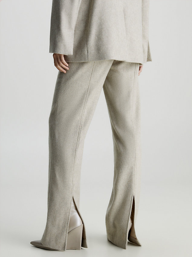 grey wąskie spodnie z flaneli wełnianej dla kobiety - calvin klein