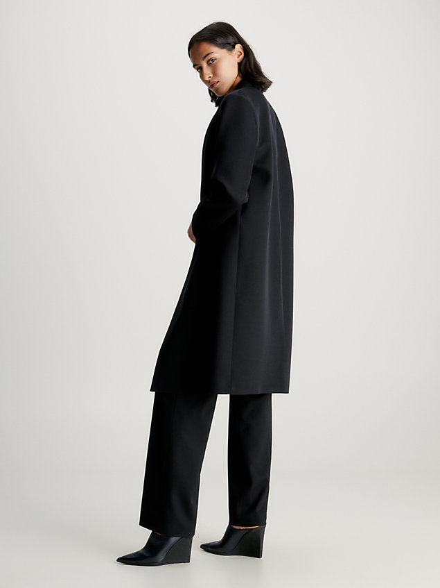 black wool blend tuxedo coat for women calvin klein