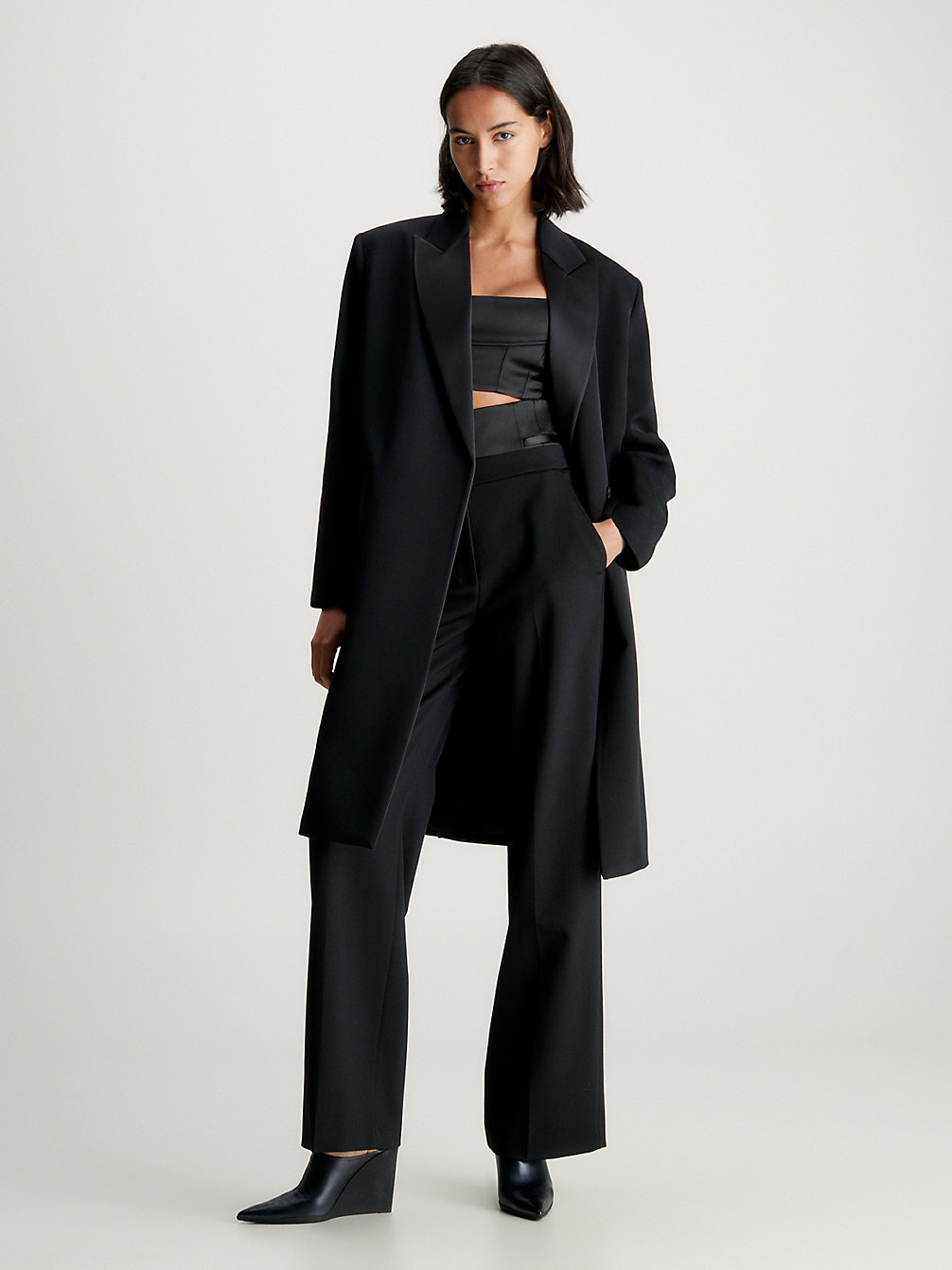 CK BLACK Wool Blend Tuxedo Coat undefined women Calvin Klein