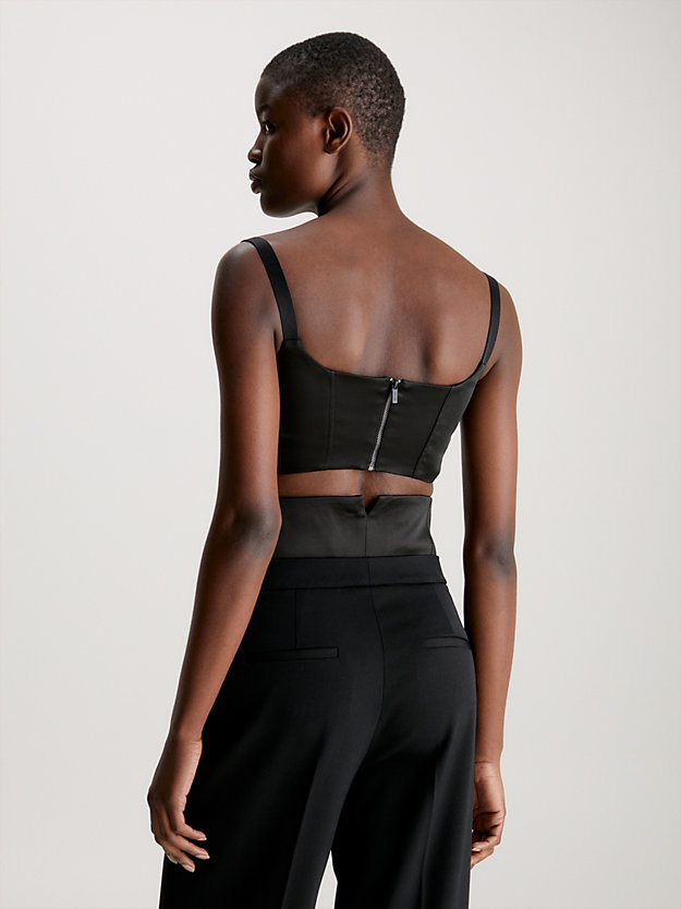 ck black slim cropped corset top for women calvin klein
