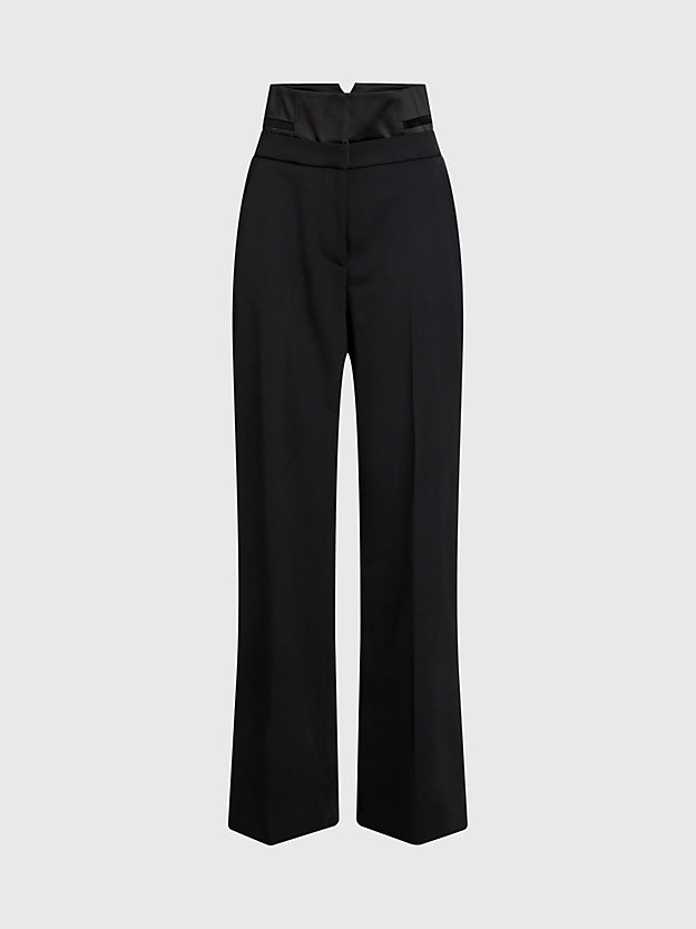 ck black spodnie gorsetowe z wełnianego twillu dla kobiety - calvin klein