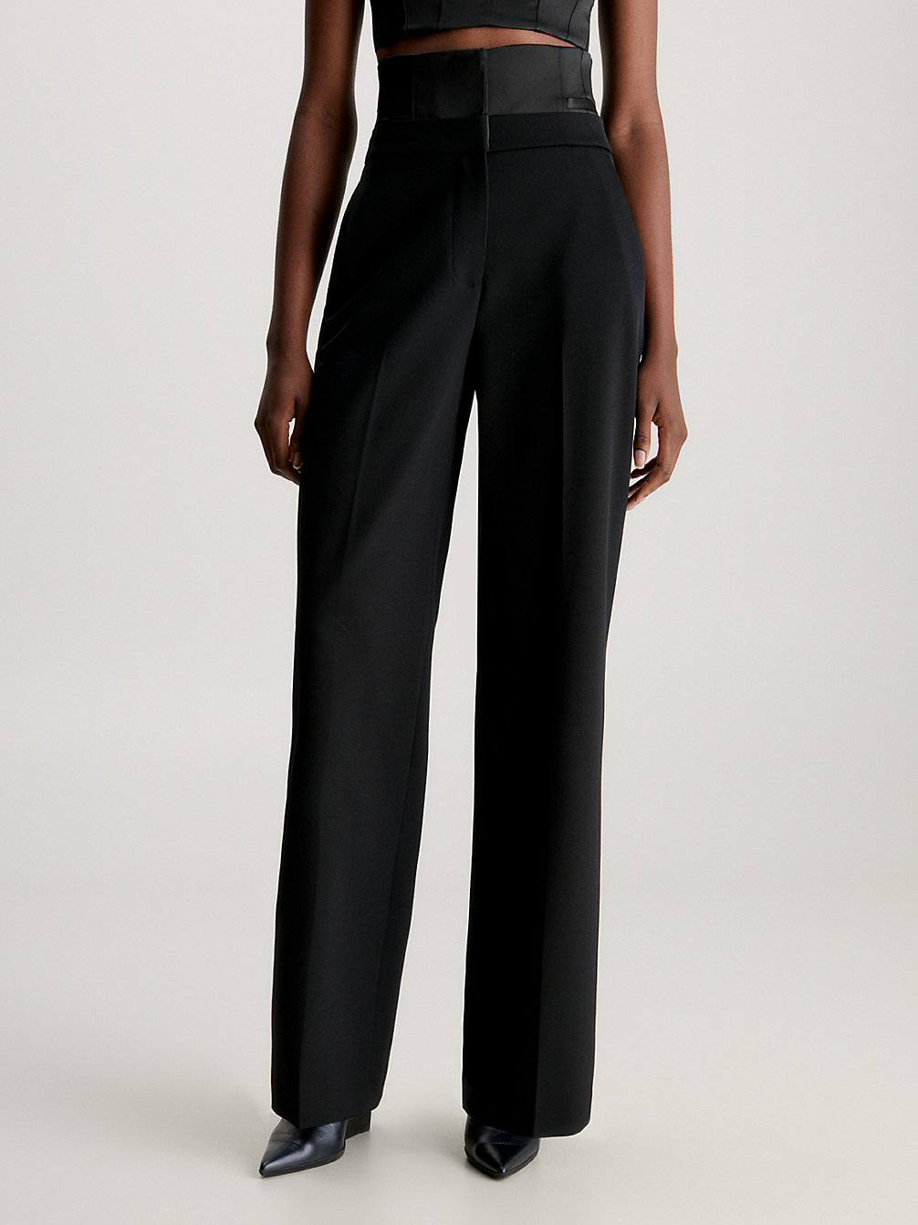 CK BLACK > Spodnie Gorsetowe Z Wełnianego Twillu > undefined Kobiety - Calvin Klein