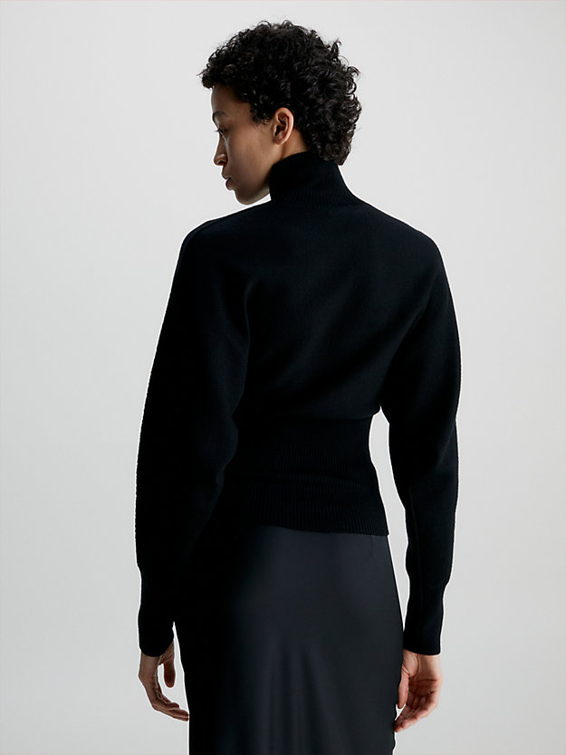 maglione in lana a vita alta modello relaxed ck black da donna calvin klein