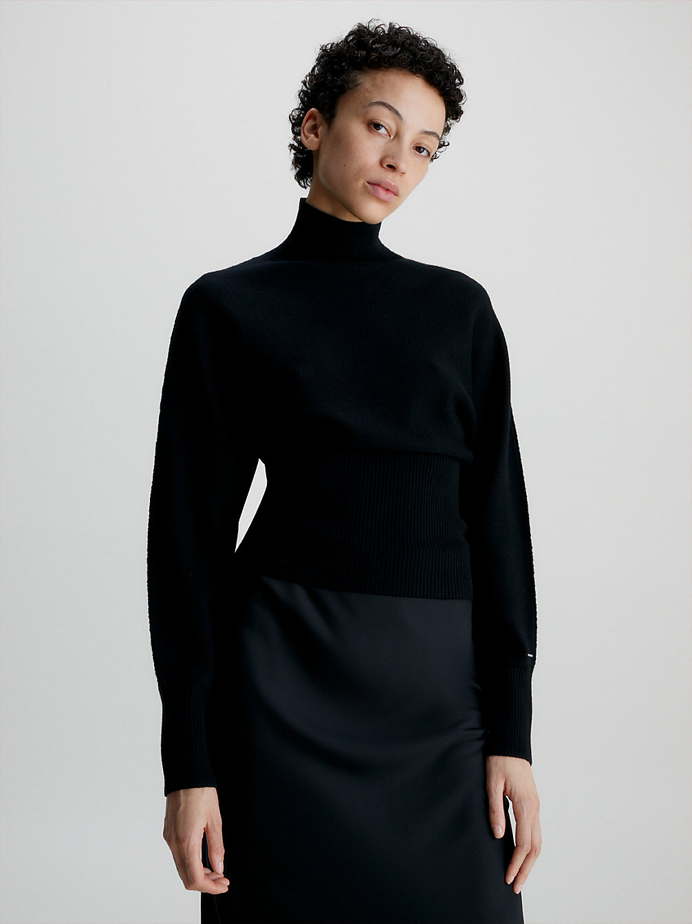 CK BLACK > Swobodny Wełniany Sweter Z Wcięciem W Talii > undefined Kobiety - Calvin Klein
