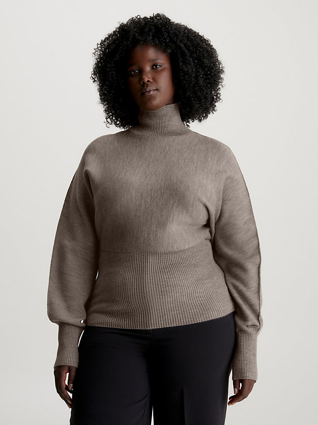 caribou heather relaxed waisted wool jumper for women calvin klein