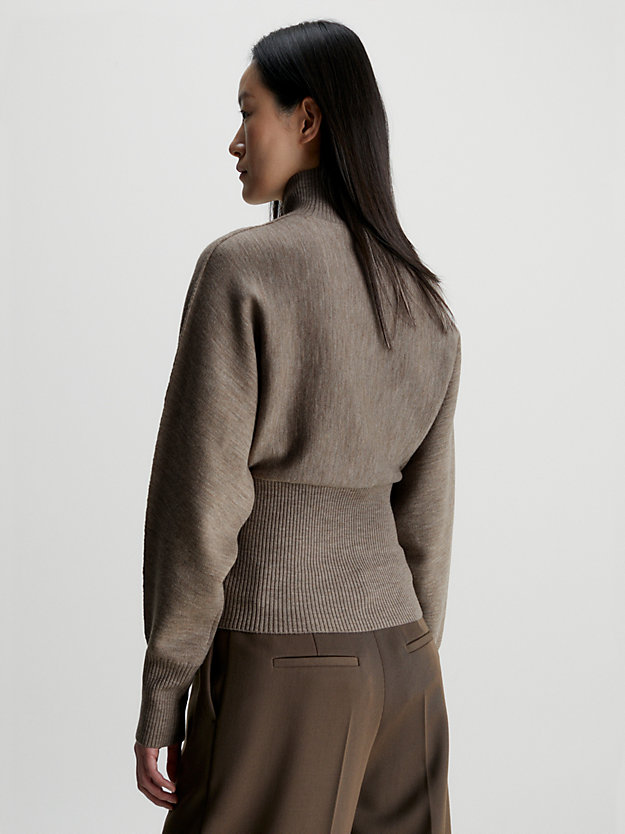 maglione in lana a vita alta modello relaxed caribou heather da donna calvin klein
