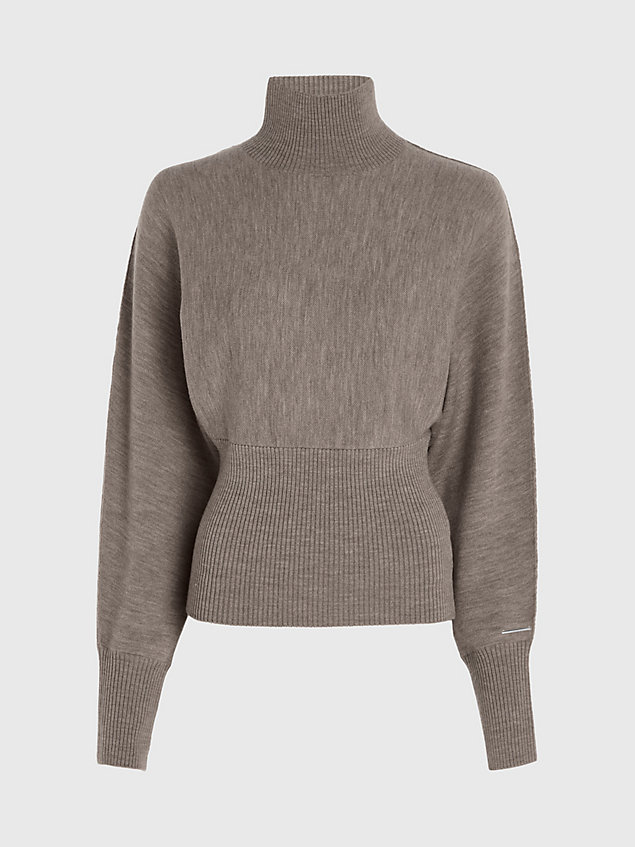 grey relaxed waisted wool jumper for women calvin klein