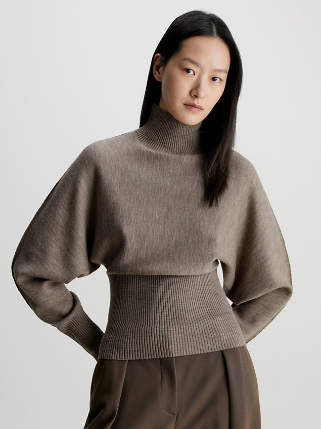 grey relaxed waisted wool jumper for women calvin klein