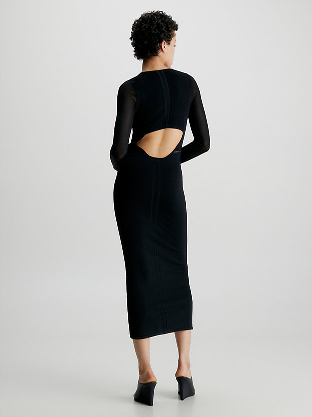 robe longueur midi slim à pans transparents ck black pour femmes calvin klein