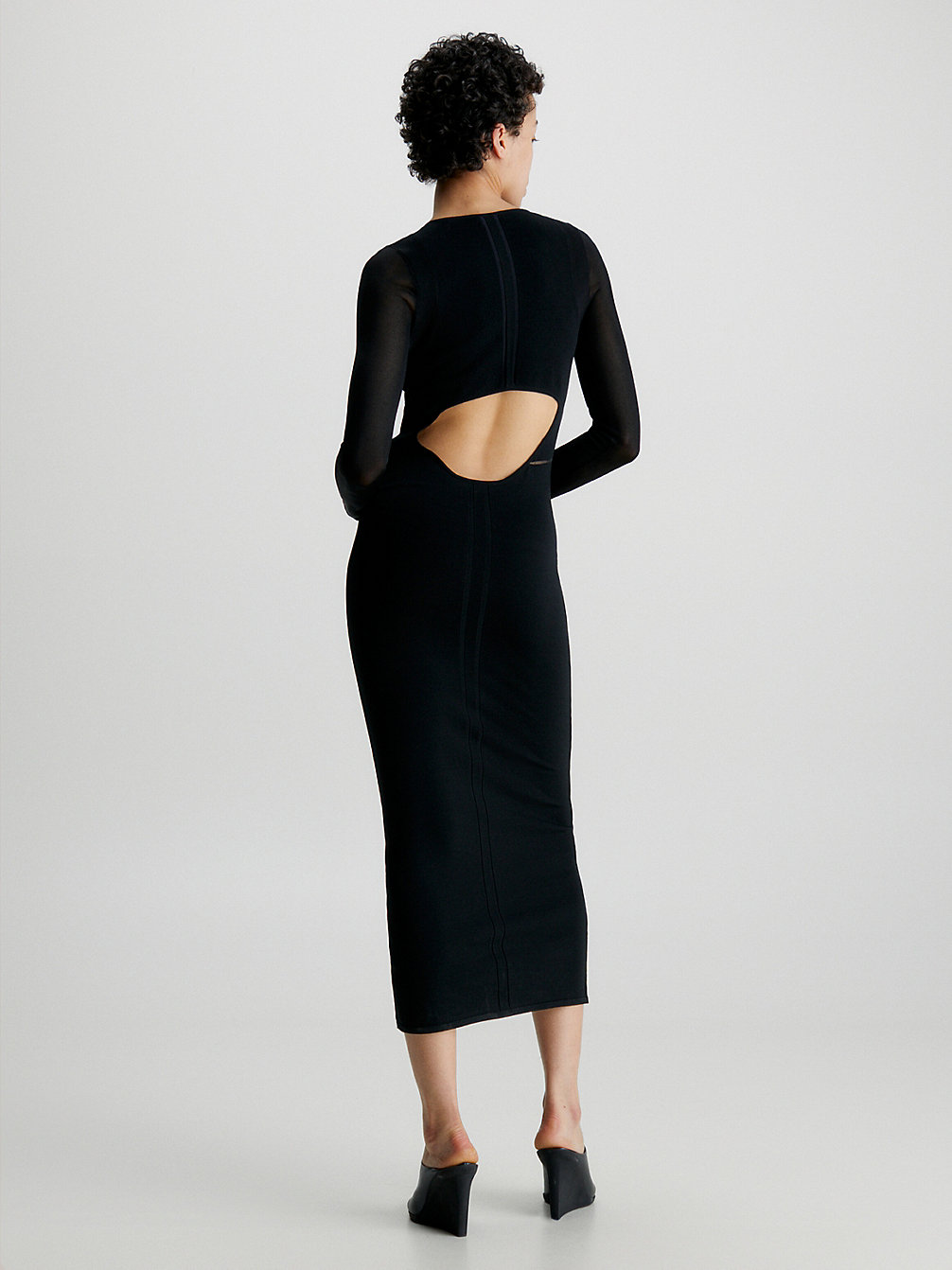 CK BLACK > Wąska Sukienka Midi Z Prześwitującymi Panelami > undefined Kobiety - Calvin Klein