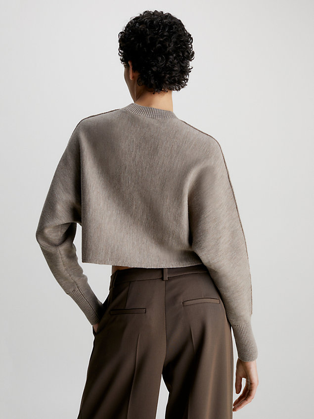 maglione in lana corto modello relaxed grey da donna calvin klein