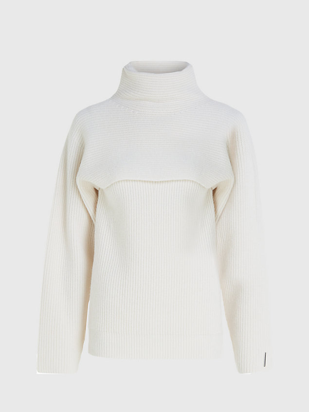 white swobodny sweter wełniany dla kobiety - calvin klein