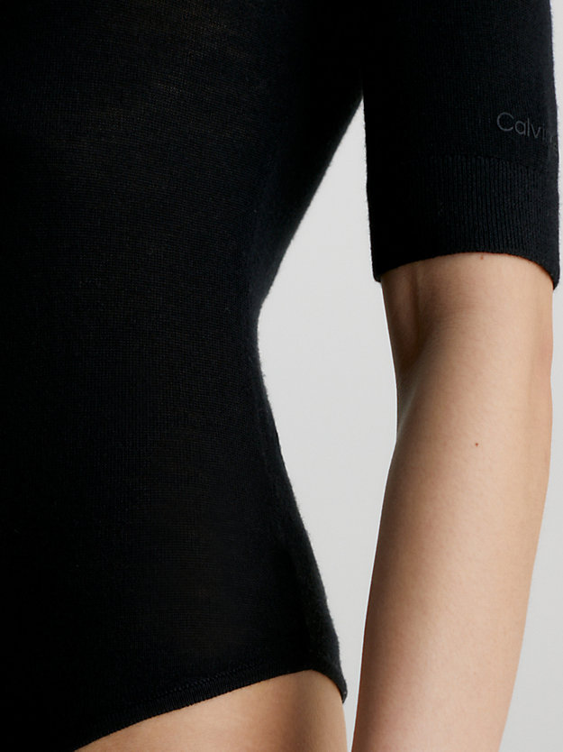 ck black slim merino wool bodysuit for women calvin klein