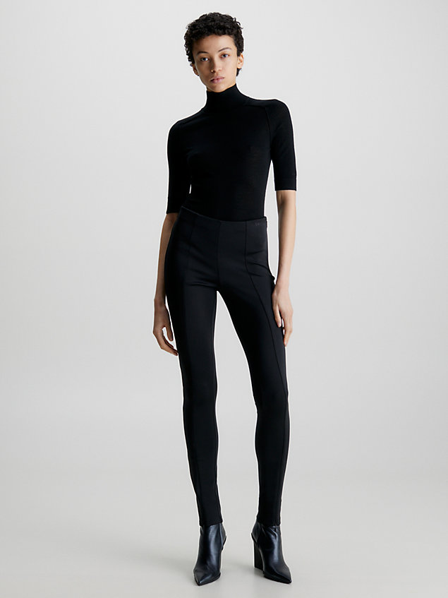 black slanke merinowol bodysuit voor dames - calvin klein