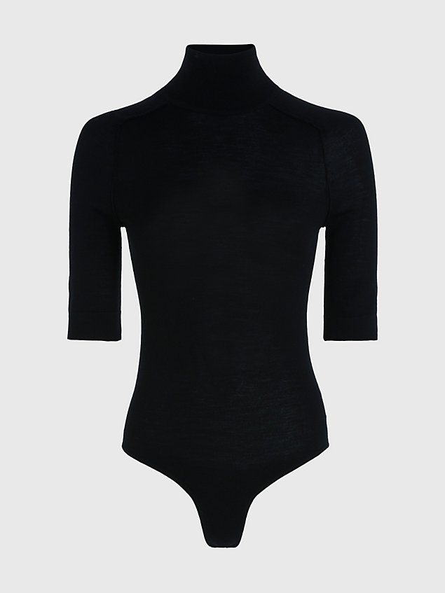 body slim en laine mérinos black pour femmes calvin klein