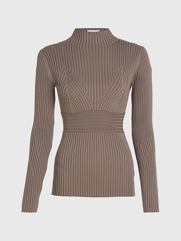 cool earth slim ribbed cut out jumper for women calvin klein