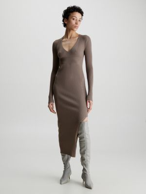 Slim Ribbed All-Over Logo Dress Calvin Klein®