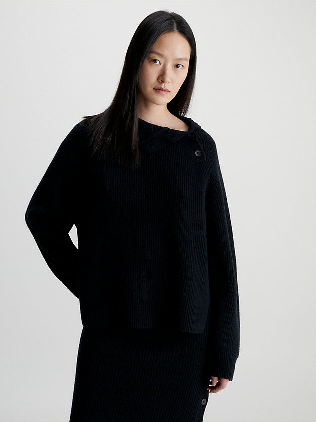 maglione con scollo con bottoni taglio relaxed black da donna calvin klein