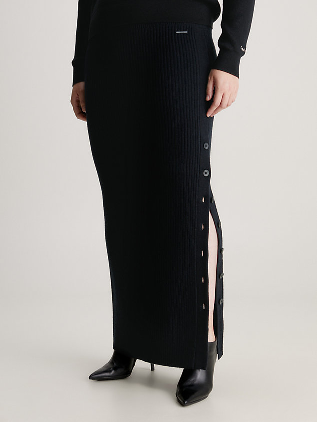 jupe longue en laine black pour femmes calvin klein