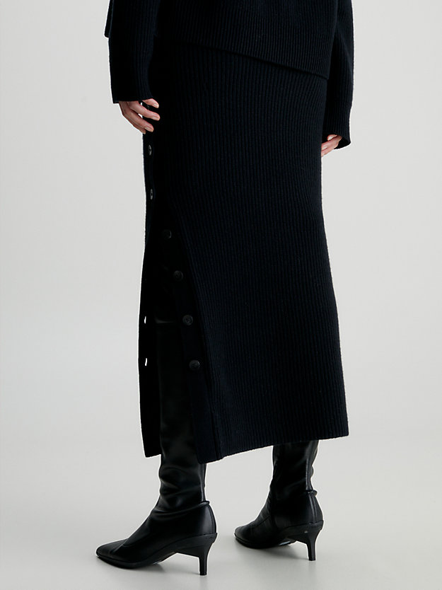 jupe longue en laine ck black pour femmes calvin klein