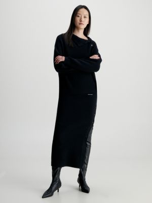 Long black clearance wool maxi skirt