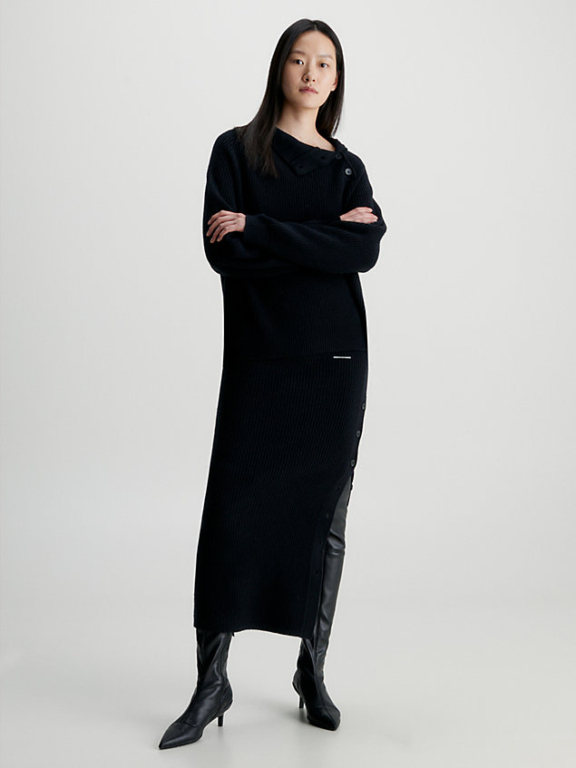 black wool maxi skirt for women calvin klein