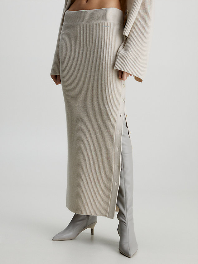 jupe longue en laine beige pour femmes calvin klein