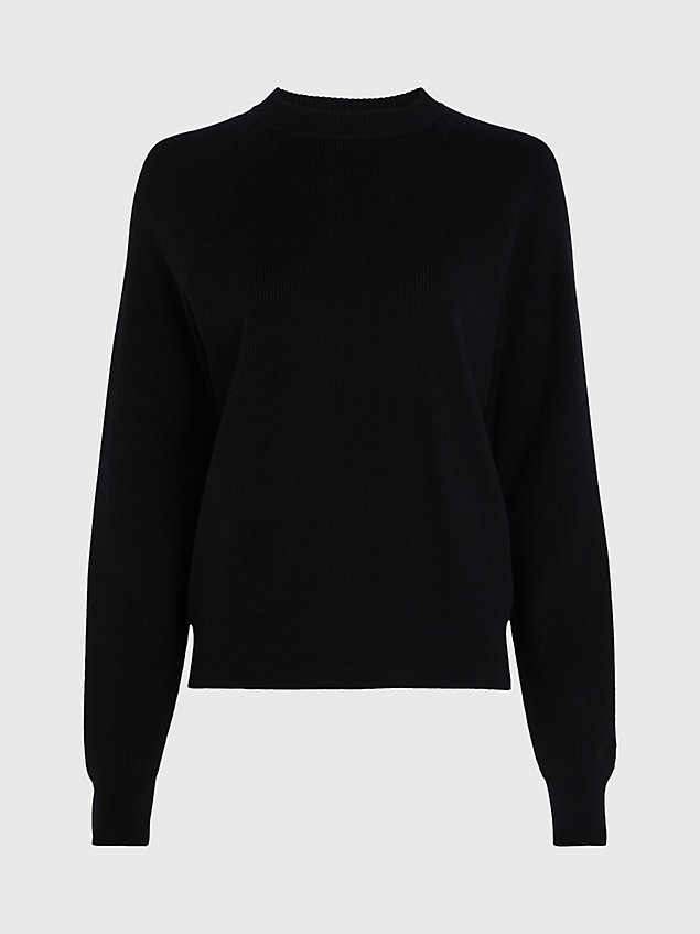 black relaxte trui met hooggesloten hals voor dames - calvin klein