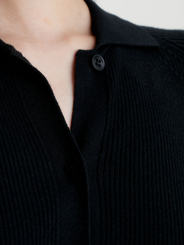 ck black schmales geripptes hemdkleid für damen - calvin klein