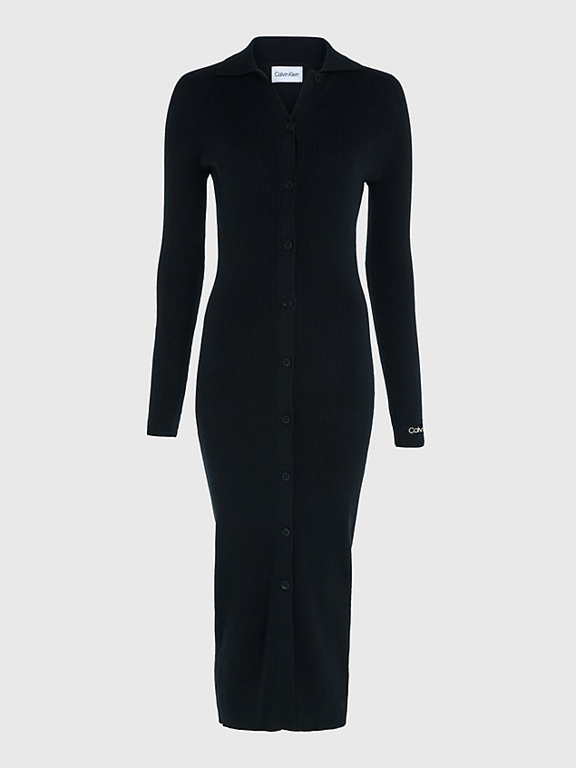 robe-chemise slim côtelée black pour femmes calvin klein