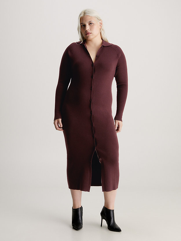 burgundy velvet slim ribbed shirt dress for women calvin klein