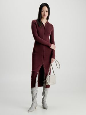 Burgundy calvin deals klein dress