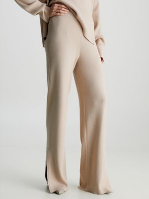 Wideleg ribbed trousers - Woman