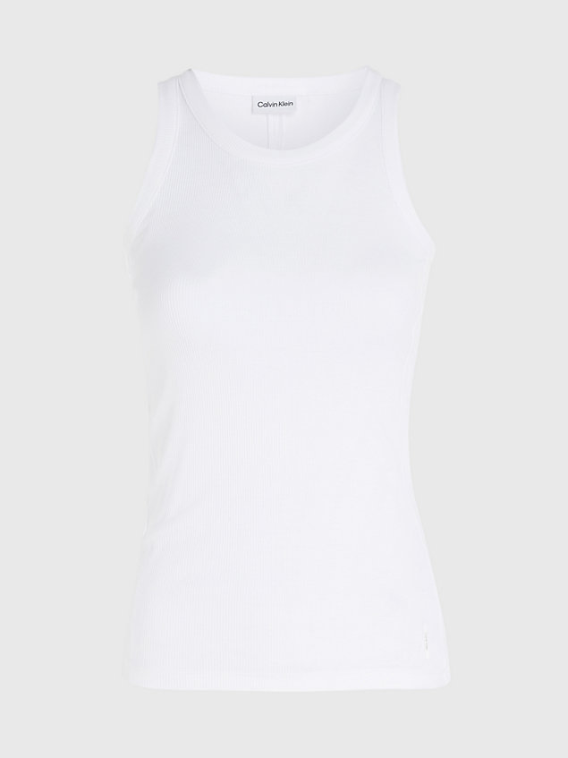 camiseta de tirantes slim de canalé white de mujer calvin klein