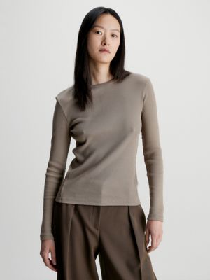 Schmales, geripptes Langarmshirt Calvin Klein® K20K206048PKO 