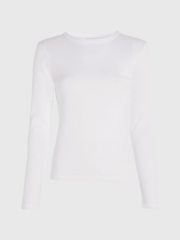 t-shirt côtelé slim à manches longues bright white pour femmes calvin klein
