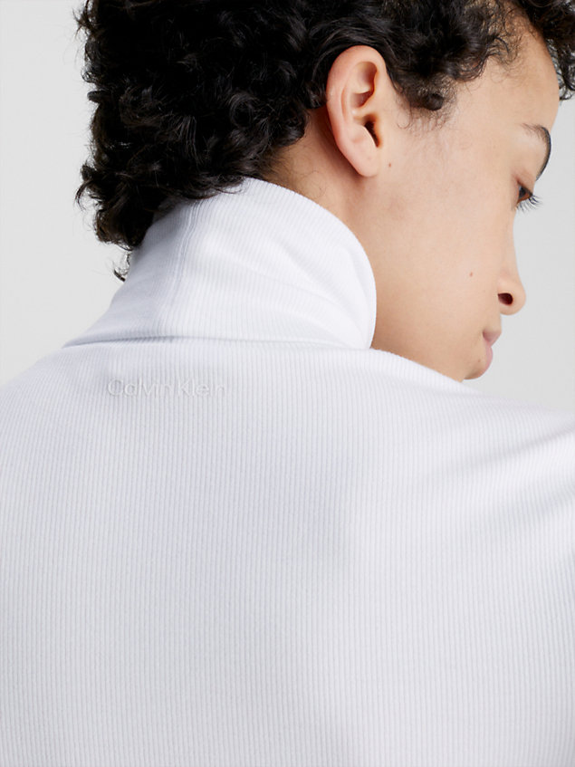 white wąski ściągaczowy sweter z wywijanym dekoltem dla kobiety - calvin klein