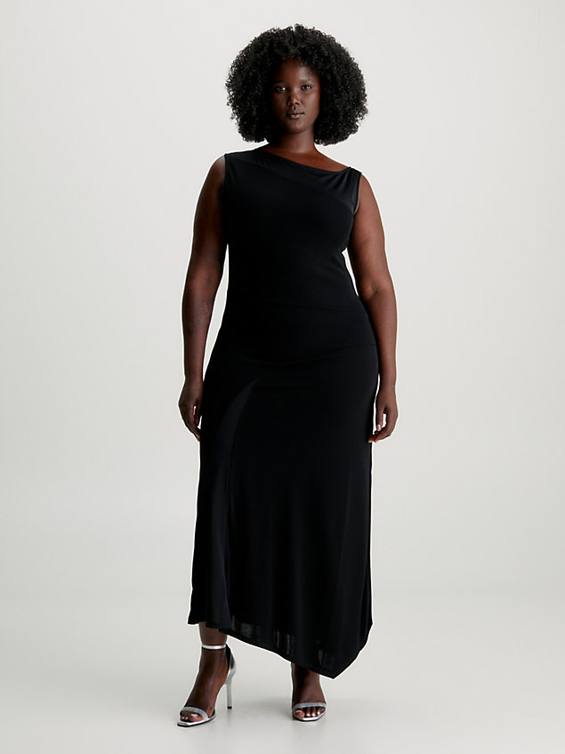 vestido fluido con panel transparente black de mujer calvin klein