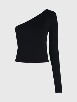 Calvin Klein Women's One Shoulder Turtleneck Top Brown Size Small