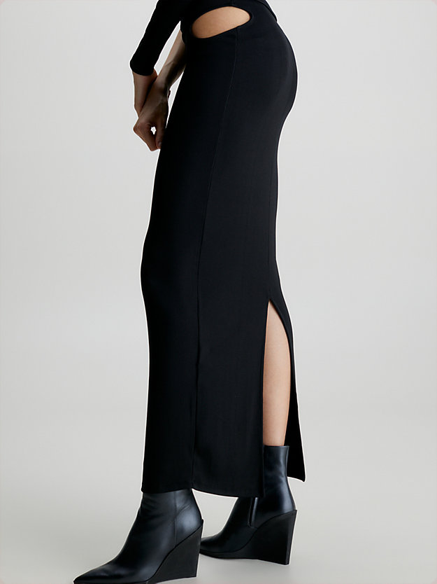 ck black slim cut out detail skirt for women calvin klein