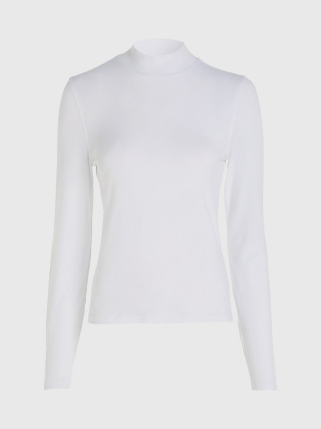 bright white slim modal mock neck top for women calvin klein