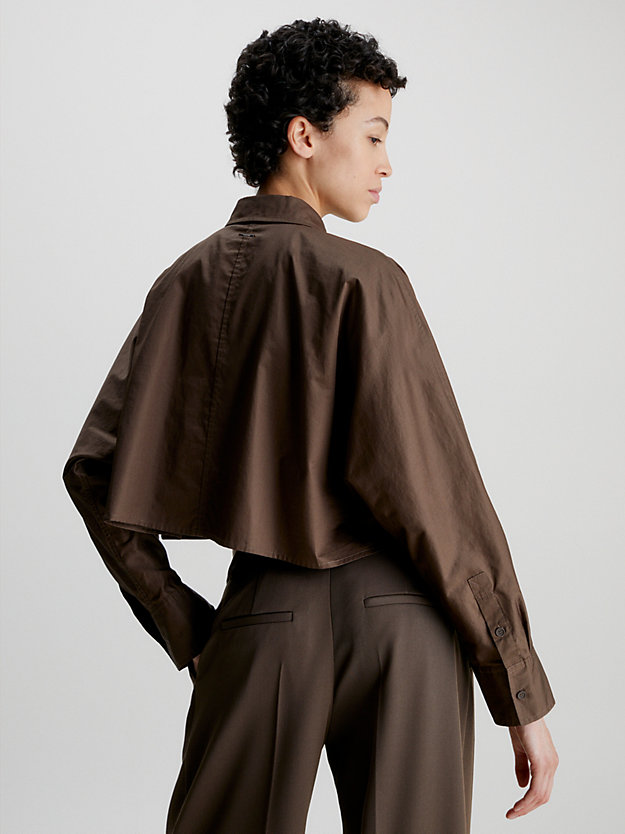 brown kelp oversized cropped shirt for women calvin klein