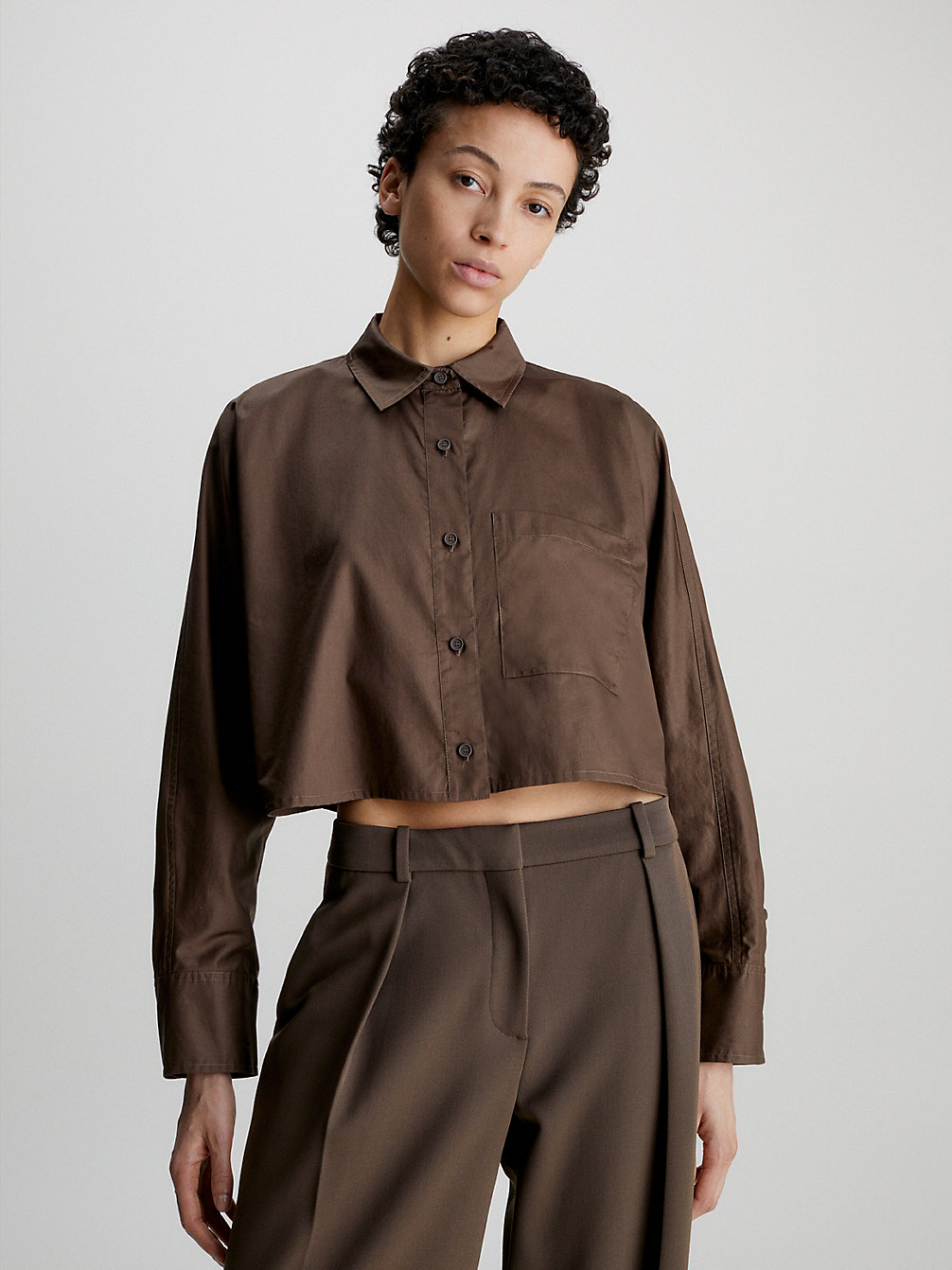 BROWN KELP Oversized Cropped Hemd undefined Damen Calvin Klein